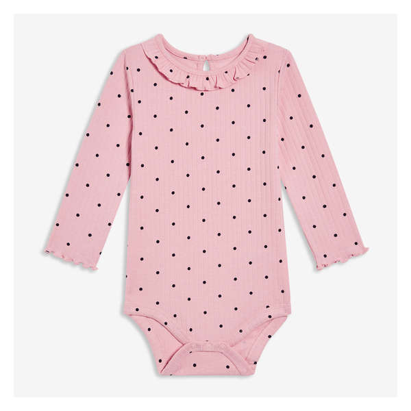 Baby Girls' Ruffle Neck Bodysuit - Pale Pink